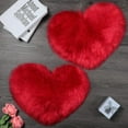 thumbnail image 1 of 2 Pieces Fluffy Heart Shaped Rug Faux Area Rug Bushy Room Carpet for Home Living Room Sofa Floor Bedroom, 12 x 16 Inch (Red), 1 of 14