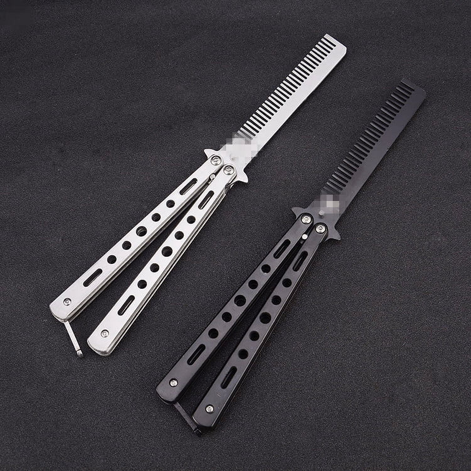 2 Pieces Folding Comb, Spring Comb, Butterfly Knife Comb, for Beginner