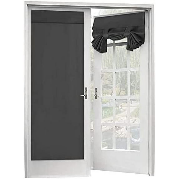 2 Pieces French Door Curtain,Punch-Free Blackout Door Curtains,Thermal Insulated Door Curtain Panels, Noise Reduction,Dustproof,26" Width x 68" Drop