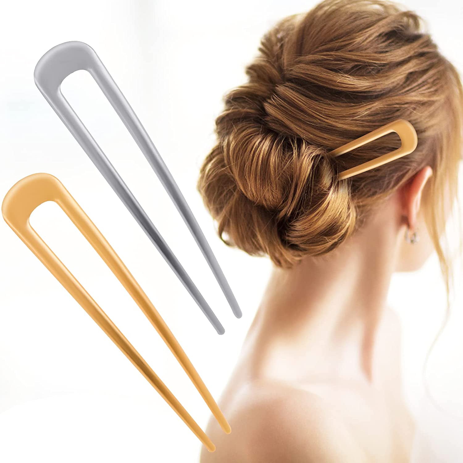 delsol France & unmarked vintage hair comb barrette sticks D-GROEE 3Pcs Acetate Sheet Hair Sticks Hairpins Twist Shape  main image 3