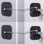2 Pieces Fridge Lock Refrigerator Lock with Keys, Freezer Lock Child Safety Cabinet Lock with Adhesive for Kitchen Appliance, Openable Furniture, Sliding Closet, Drawer and Toilet Seat, Black