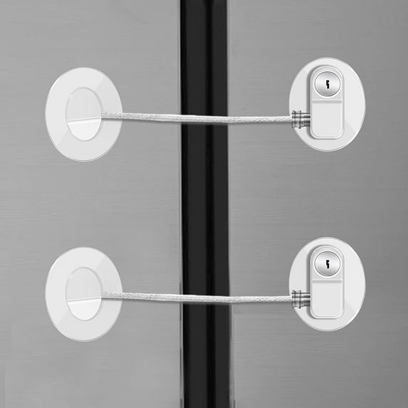 2 Pieces Fridge Lock Refrigerator Lock with Keys, Freezer Lock Child Safety Cabinet Lock with Adhesive for Kitchen Appliance, Openable Furniture, Sliding Closet, Drawer and Toilet Seat, White
