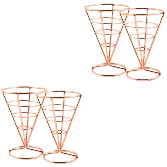 ORDDIART Rose Gold Fry Holders Cone Shape For Snacks Home Cafe Lounge 4Pcs