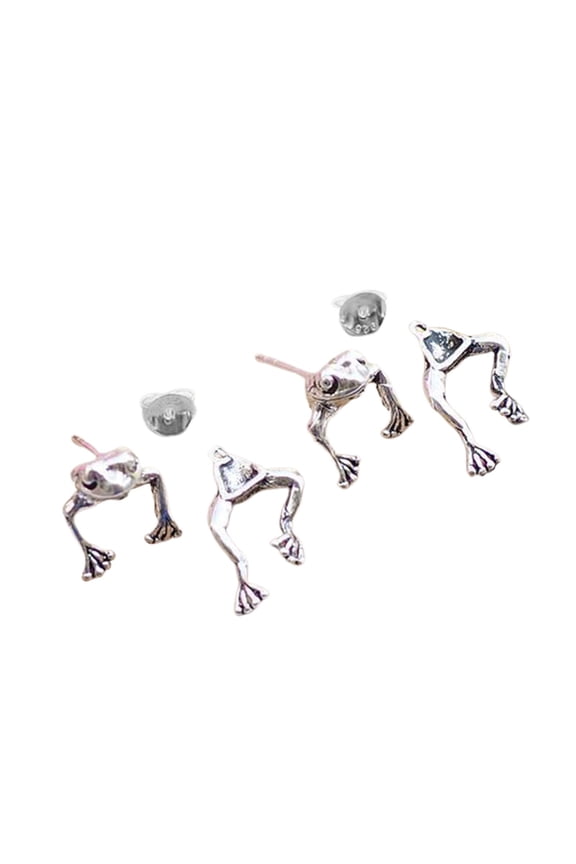 2 Pieces Frog Earring Mini Retro Dangler Ear Stud Men Teen
