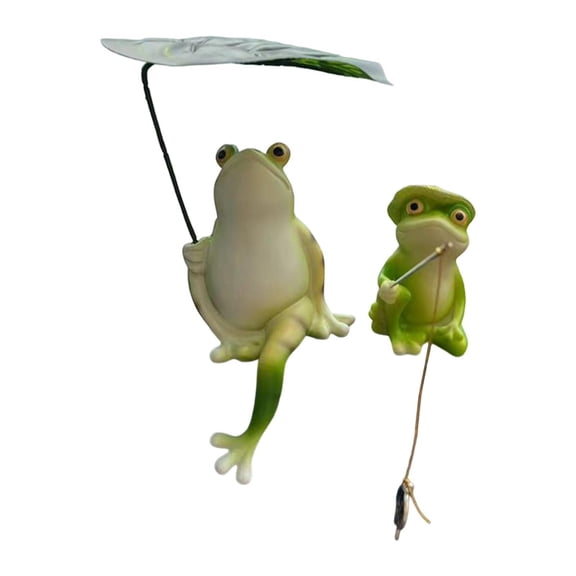 2 Pieces Frog Figurines Garden Frog Statue Animal Collectible Creative Resin Design for Car Dashboard Office Desk