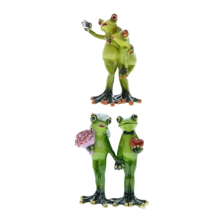2 Pieces Frog Garden Statue Resin Figures Decoration