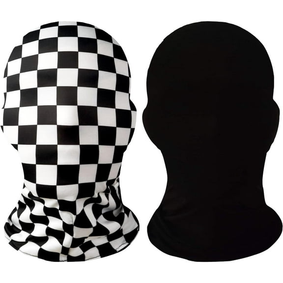 2 Pieces Full Face Mask, BW 2nd Skin Masks,Halloween Spandex Hood for Unisex Cloth