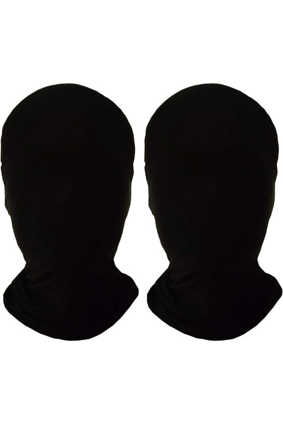 2 Piece Full Face, 2nd Skin Halloween Spandex Cloth Face Mask, Black 1 Count