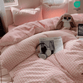thumbnail image 1 of 2 Pieces Girl Pink Plaid Bedding Set Pink Grid Geometric Pattern Comforter Cover Soft Plaid Microfiber Twin Duvet Cover Set, 1 of 5