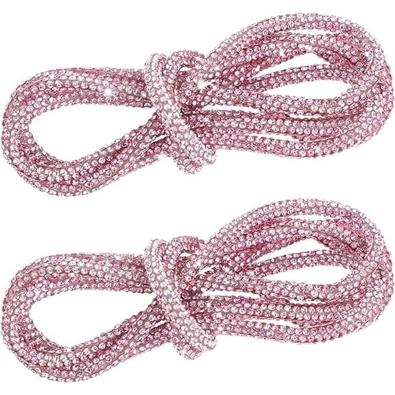 2 Pieces Glitter Shoe Laces, Bling Rope Shoe Laces Rhinestone Shoe Laces Hoodie String Replacement Shiny Crystal Drawstring Shoe Laces Charms for Sneakers Sweatpants Shoes Bags Accessories, Pink