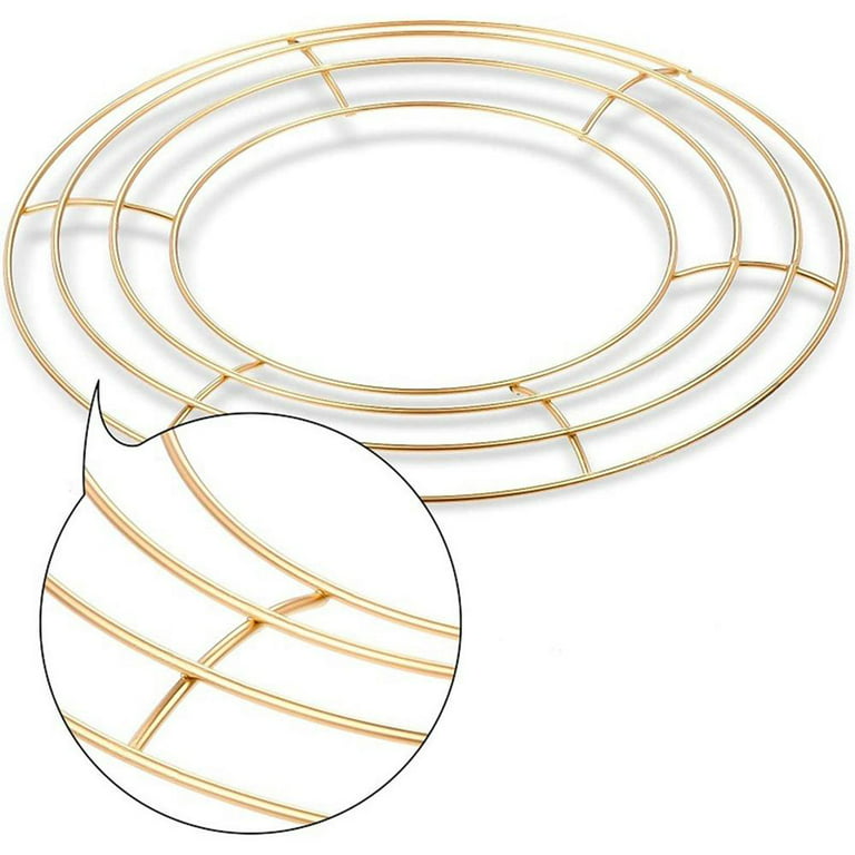 2 Pieces Gold Wire Wreath Rings Wire Wreath Frame for New Year Valentines Decoration (8 inch)