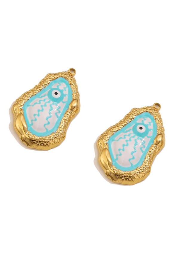 2 Pieces Gothic Stone Pattern Devil Eye Charm Stainless Steel Jewelry Accessory