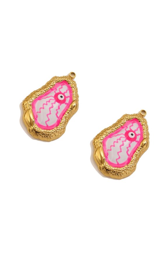 2 Pieces Gothic Stone Pattern Devil Eye Charm Stainless Steel Jewelry Accessory