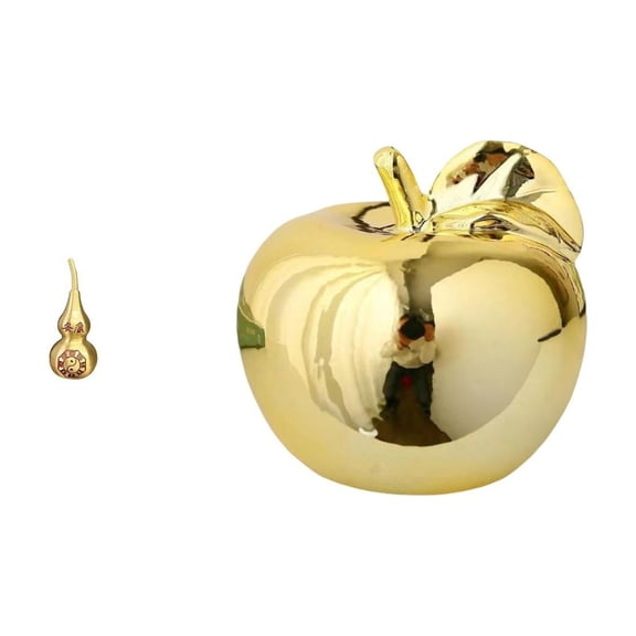 2 Pieces Gourd Statue Fruit Sculpture Sea Turtle Figurine Ceramic Material for Office Home Desk Decor