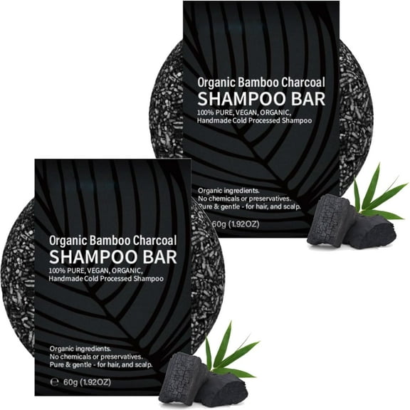 2 Pieces Gray Hair Reverse Bar - Bamboo Charcoal Black Soap for Gray Hair, Anti Gray Bar - Organic Hair Darkening Shampoo Bar Hair Root White Hair Cover Gray Hair Reverse Bar, 60g