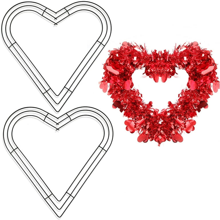 2 Pack Heart Shaped Wire Wreath Frame 12 Inch, Metal Flower Wreath Form  Making Ring for Crafts Christmas Valentine's Day Wedding Party Supplies  Home Indoor Outdoor Garden Romantic Decorations 