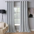 thumbnail image 1 of 2 Pieces Greyish White Extra Long Velvet Curtains Exquisite & Elegant Grommet Thermal Insulated Soundproof Room Darkening Light Blocking Black Out Drapes for Living Room Bedroom 52 x 108 Inch, 1 of 7