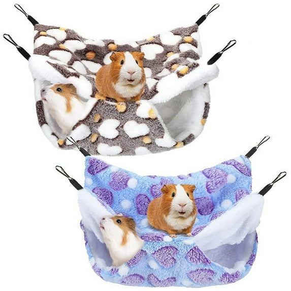 2 Pieces Guinea Pig Rat Hammock Hamster Ferret Hanging Toys Bed for Small Animals