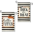 thumbnail image 1 of 2 Pieces Halloween Garden Flags Fall Garden Flag Trick or Treat Hello Pumpkin Flag Vertical Double Sided Burlap House Yard Flags for Outdoor Fall Halloween Thanksgiving Decoration 12 x 18 Inch, 1 of 6