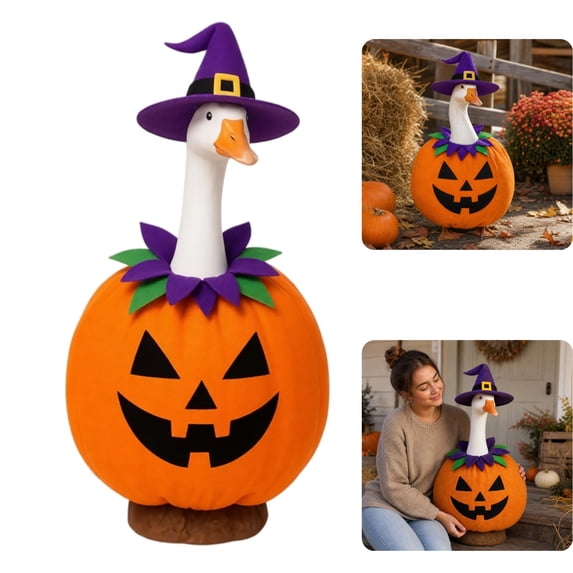 2 Pieces Halloween Porch Goose Halloween Outfit Pumpkin Goose Clothes 24.8 Inch Height 11.8 Inch Width Porch Goose Outfits Seasonal Outdoor Lawn Yard Porch Goose Statue Decor,yellow
