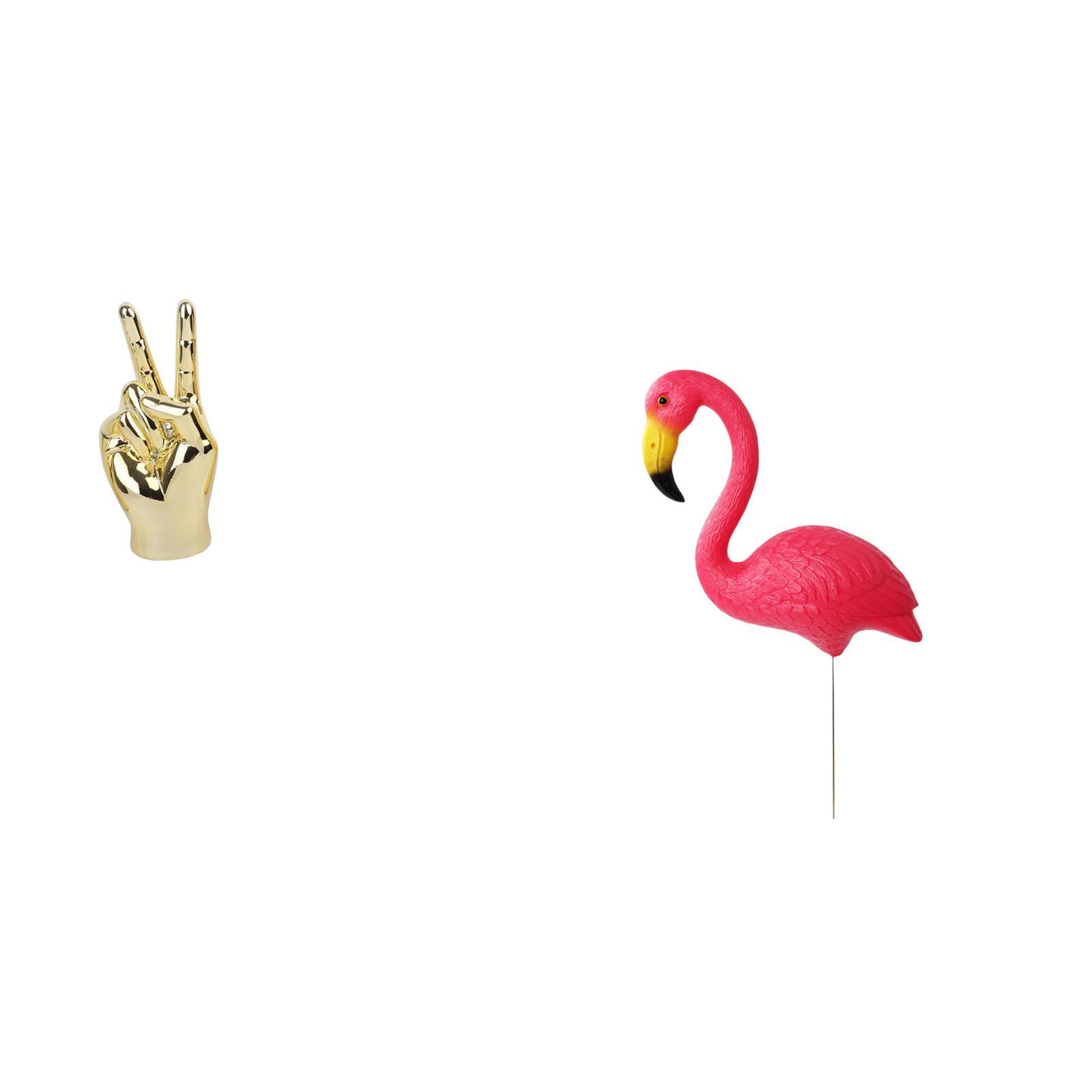 2 Pieces Hand Finger Gesture Statues Sculpture Flamingo Stake Resin Material for Home Lawn Yard Art Ornament