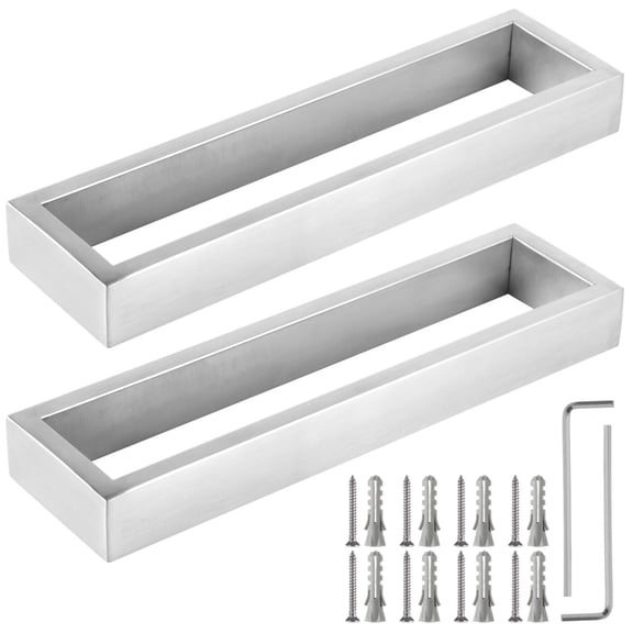 2 Pieces Hand Towel Racks, Square Wall Mounted Bathroom Holders, Rectangular Modern Stainless Steel Hangers, Brushed Towel Stands