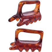 2 Pieces Handheld Neck Shoulder Back Resin Massager,Guasha Relieve Bursitis Stress Relief Relax Eliminating Excess Body Fat Deposition Body Massage Lymphatic Drainage Fascia Release Tool Dark Brown