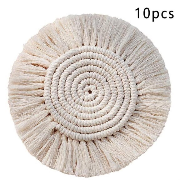2 Pieces Handmade Macrame Coaster Set, Hand-woven Placemat, Bohemian Pure Coaster Desktop Decoration Is Used In Kitchen, Bedroom, Coffee Shop,gticphyj