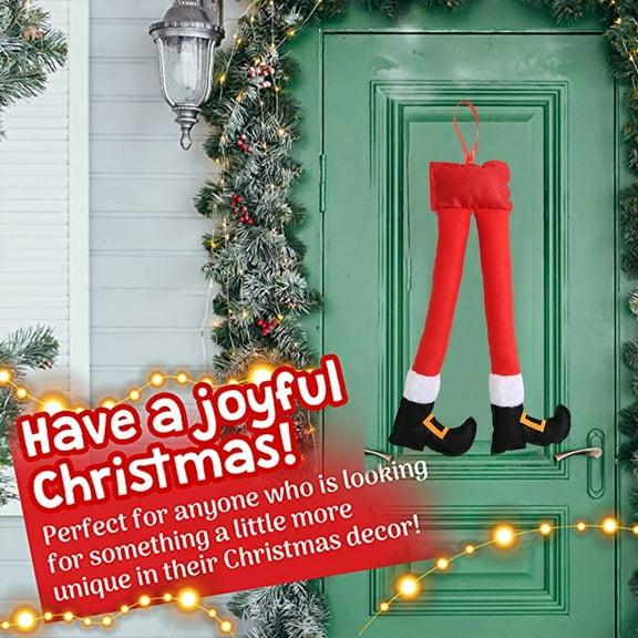 2 Pieces Hanging Elf Legs Christmas Plush Elf Legs 15.75 Inch Stripe Elf Legs Christmas Elf Stuffed Legs Stuck Tree Topper for Trunk Car Auto Decorations Christmas Tree Xmas Wreath Decor