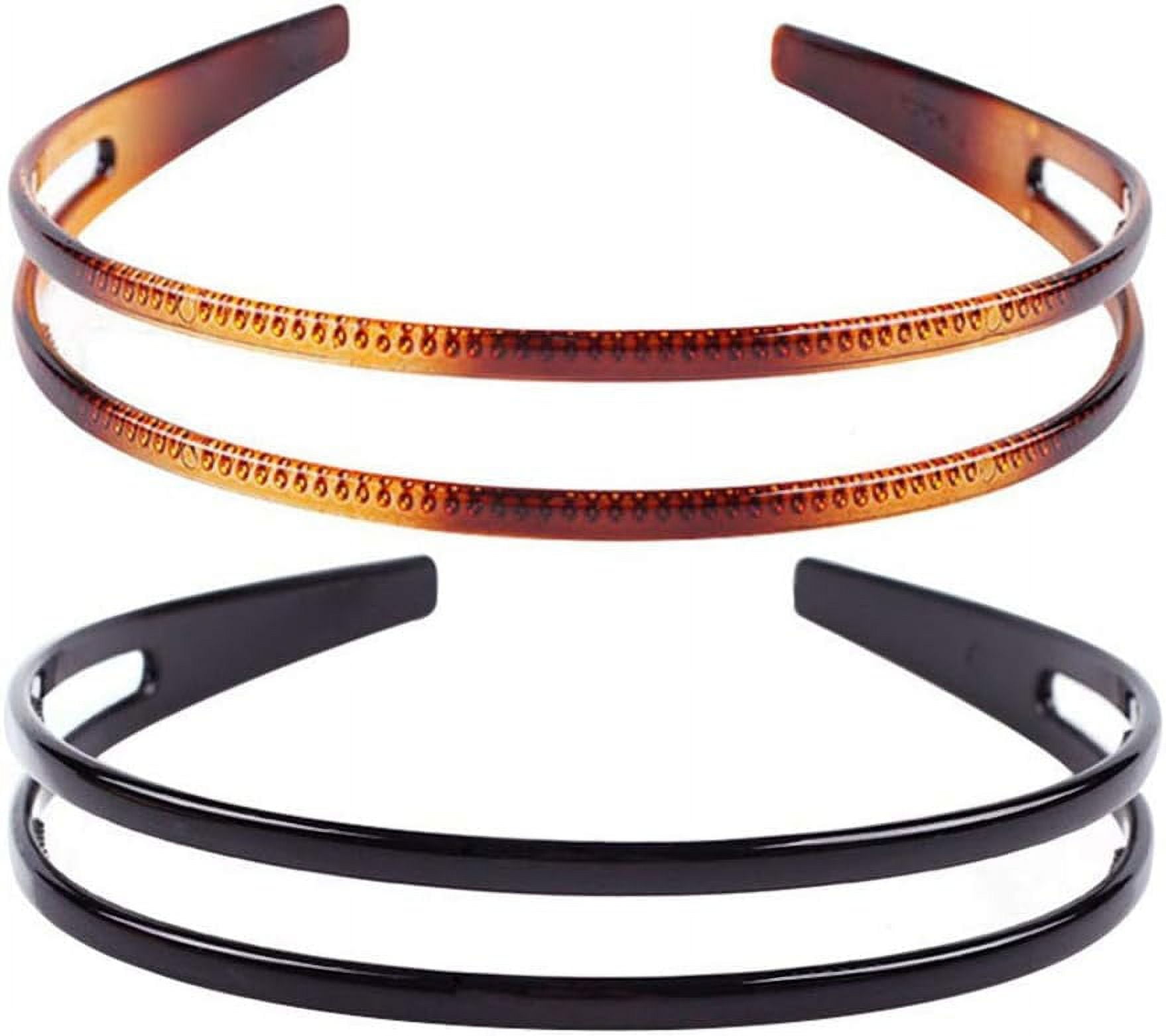 2 Pieces Hard Plastic Headband Double Row Minimalist Teeth Comb