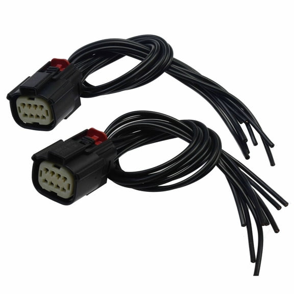 2 Pieces Headlight Connector Pigtail 6 Pin 8 Way For 2016-18 for Chevrolet Camaro -