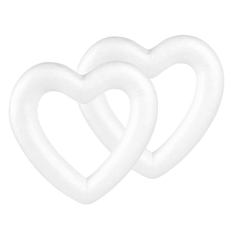 2 Pieces Heart Shaped Foam Polystyrene Foam Wreath Foam Hearts for Crafts  White Foam Heart Wreath for DIY Craft Projects and Wedding Decorations