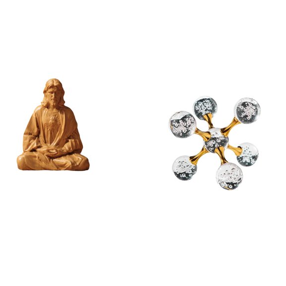 2 Pieces Heart of Jesus Statue Bubble Sphere Figurine Glass Desktop Ornament for Living Room Office Church Decor