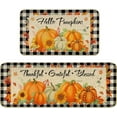thumbnail image 1 of 2 Pieces Hello Pumpkin Kitchen Mat Autumn Kitchen Rugs Thanksgiving Decorative Door Mats, Home Seasonal Fall Holiday Party Autumn Maple Leaves Harvest Thankful Grateful Blessed Low-Profile Floor Mat, 1 of 6