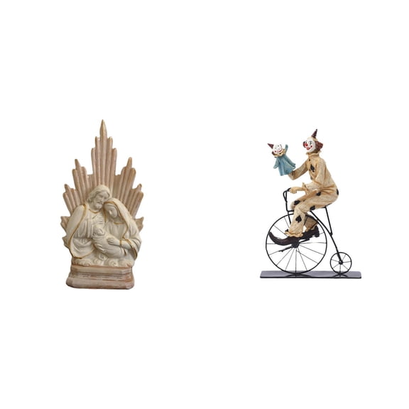 2 Pieces Holy Family Statue Clown Figurine Collection Resin Material for Home Office Desk Decoration Gift