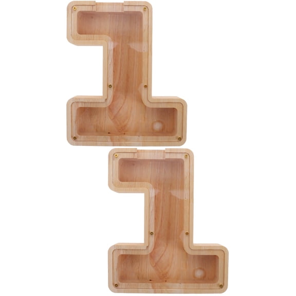 2 Pieces Home Transparent Piggy Bank Kids Money Saving Box Child 18X15X2.8CM