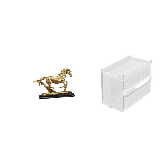 2 Pieces Horse Figurine Animal Statue Tissue Case Acrylic Material for Desk Home Office Decor Living Room