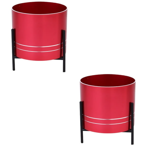 2 Pieces Indoor Plants Round Planter Pot Desktop Decor Flower Pots for Indoor Red Succulent Plant Container