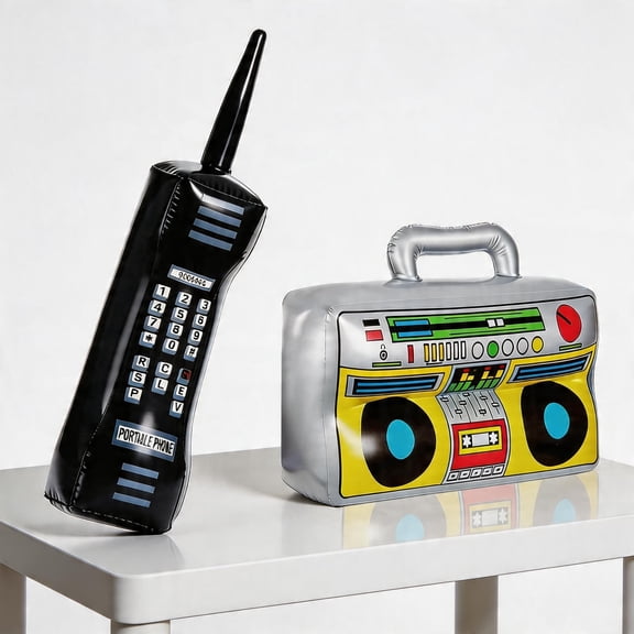 BlinkL Inflatable Radio Boombox 80s 90s Theme Party Photo Props 2 Pieces