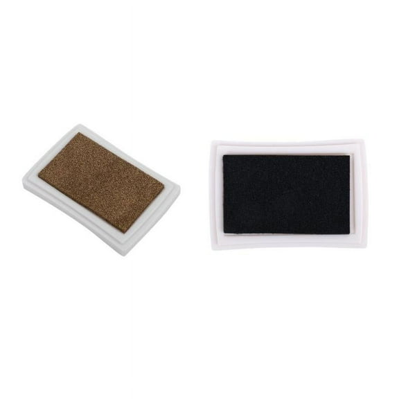 2 Pieces Ink Stamps Pad for Rubber Stamps Or Crafts Embossing Black Gold