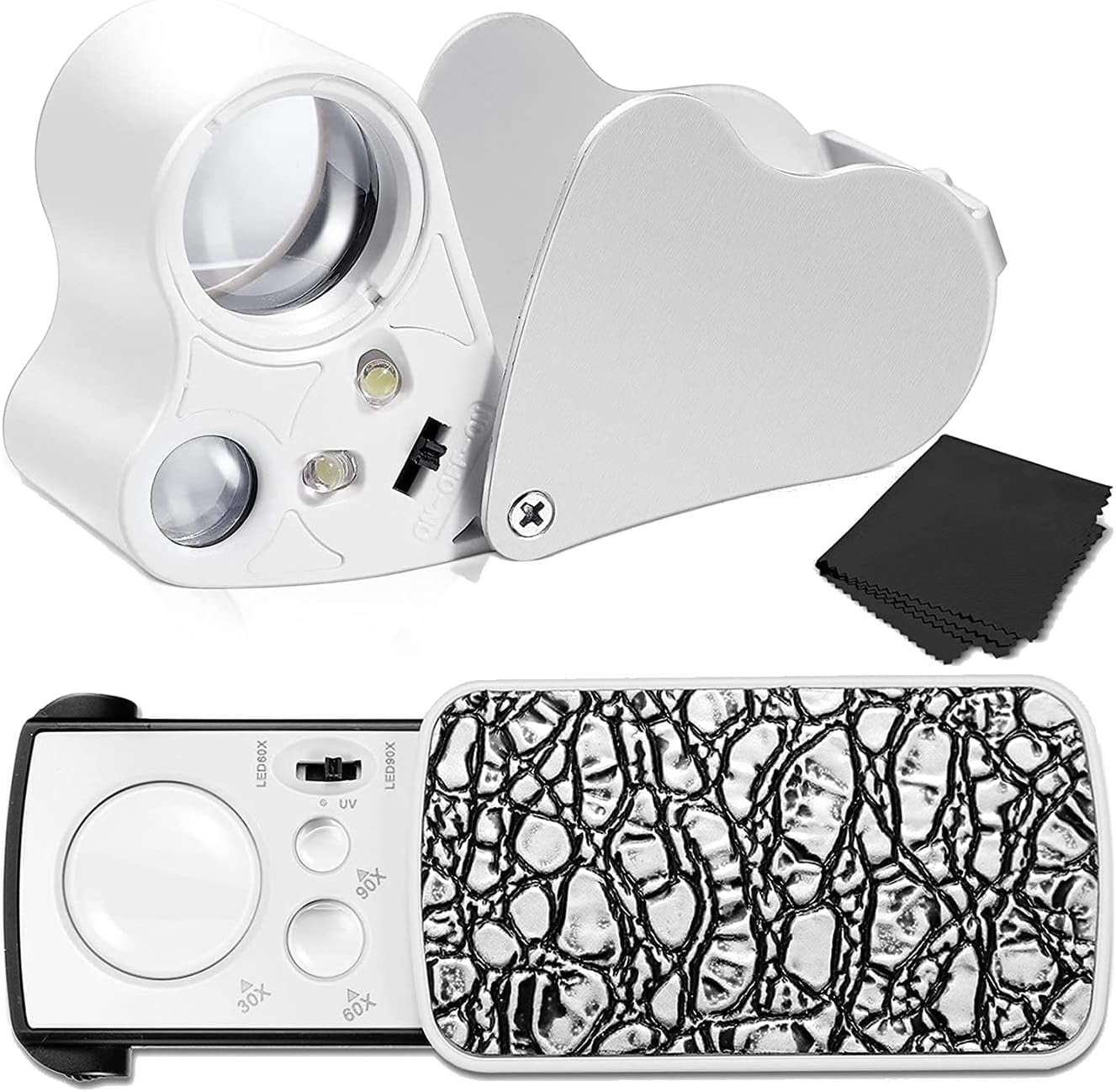 2 Pieces Jewelers Loupe 30X 60X 90X Jewelers Eye Loupe Magnifier