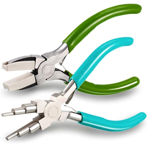 2 Pieces Jewelry Making Tool Including 6 in 1 Jewelry Pliers Wire Bending Pliers for Jewelry Making Beading Looping Shaping Wire DIY Crafts