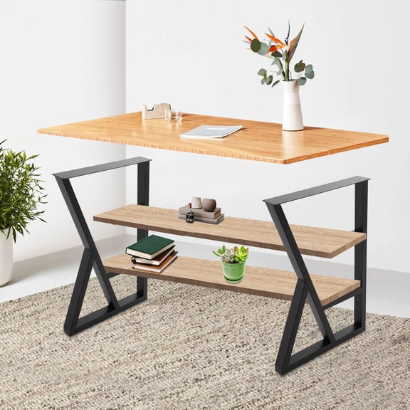 2 Pieces K-Shaped Dining Table Legs 24x28in Heavy Duty Dining Table Legs Coffee Table Legs Black Metal Dining Table Legs For Home Office,Bedroom,Living Room,Dining Room,Office,Family Room