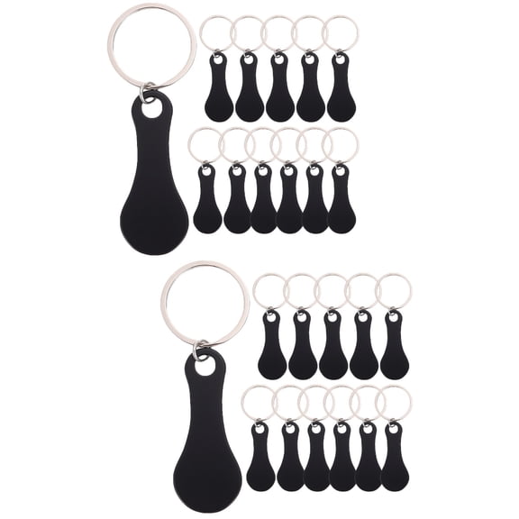 KALLORY Stainless Steel Keychain for Shopping Trolley Tokens Black 24Pcs