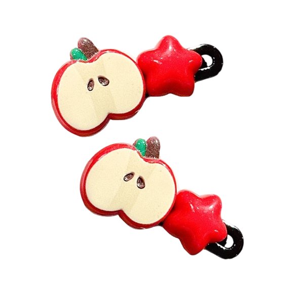2 Pieces Kids Hairpins with Fruit Star Designs Forehead Side Bangs Clip Unique Designs Hairpins for Stylish Baby Girls
