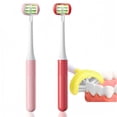 thumbnail image 1 of 2 Pieces 3 Sided Kids Toothbrush, Three Bristles for Child Toothbrush, Autism Soft Bristles Toothbrush, 1 of 8