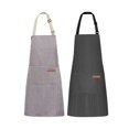 thumbnail image 1 of 2 Pieces Kitchen Cooking Aprons, Cotton Polyester Blend Adjustable Bib Aprons with 2 Pockets for Women Men Chef Chef - Style:Style 1;, 1 of 7