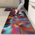 thumbnail image 1 of 2 Pieces Kitchen Rugs, Abstract Anti Fatigue Non Slip Foam Cushioned Art Colorful Painting Modern Comfort Indoor Floor Mat Runner Rug Set for Laundry Office Sink Bathroom (17"X48"+17"X24"), 1 of 5