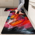 thumbnail image 1 of 2 Pieces Kitchen Rugs, Abstract Anti Fatigue Non Slip Foam Cushioned Bright Colorful Art Painting Comfort Indoor Floor Mat Runner Rug Set for Laundry Office Sink Bathroom (17"X48"+17"X24"), 1 of 6