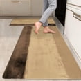 thumbnail image 1 of 2 Pieces Kitchen Rugs, Abstract Anti Fatigue Non Slip Foam Cushioned Brown Art Painting Modern Comfort Indoor Floor Mat Runner Rug Set for Laundry Office Sink Bathroom (17"x48"+17"x24"), 1 of 6